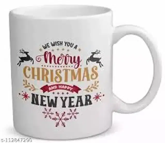 Ceremic Printed Coffee Mug, White, 350 ml