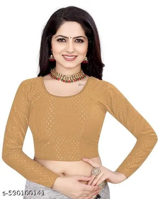 Lycra Ready Made Blouse for Women, Beige (26)