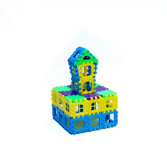 Plastic Educational Big House 50 Pcs Building Blocks Toy Set for Kids, Multicolor