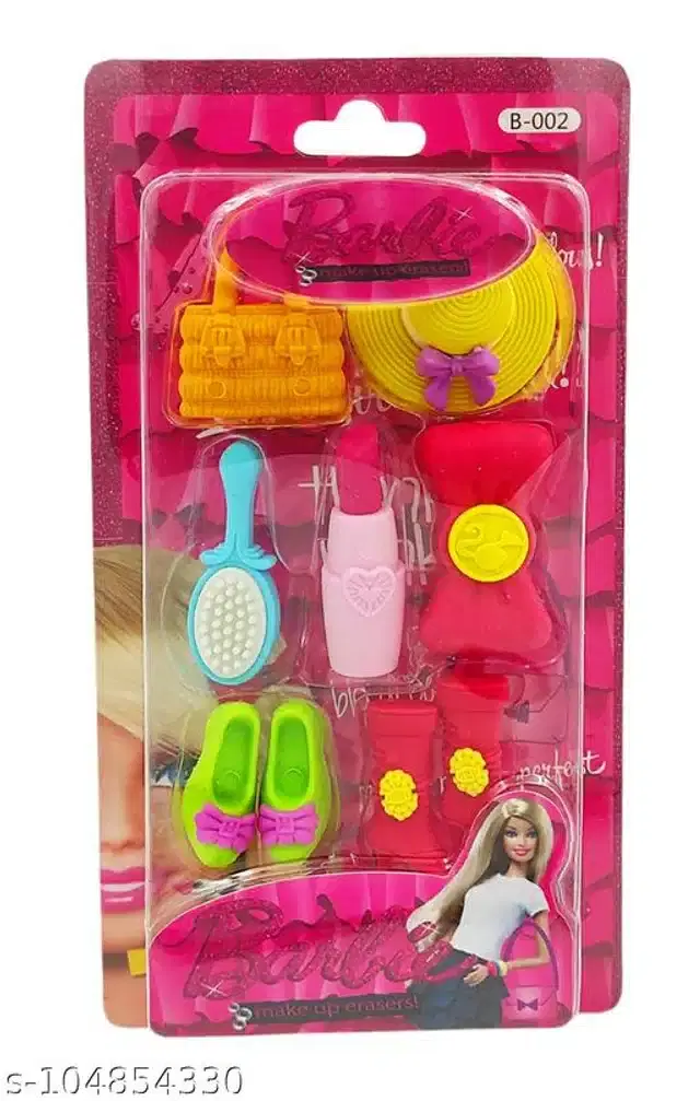 Barbie Theme Eraser Set, Multicolor, Pack of 7