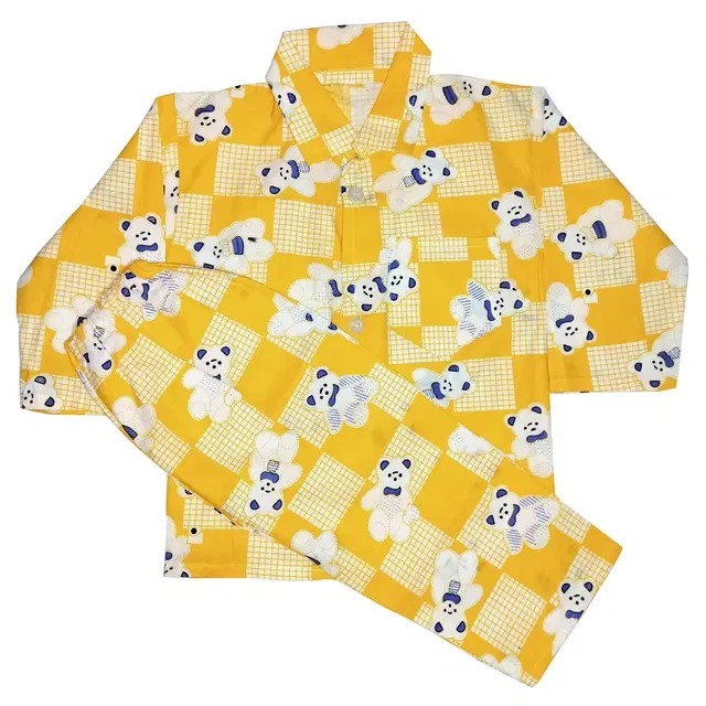 Cotton Printed Nightsuit Set for Kids (Yellow, 6-12 Months)