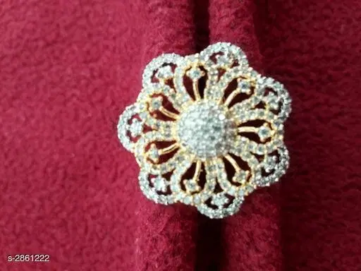 Designer Ring for Women (Silver, Free Size)