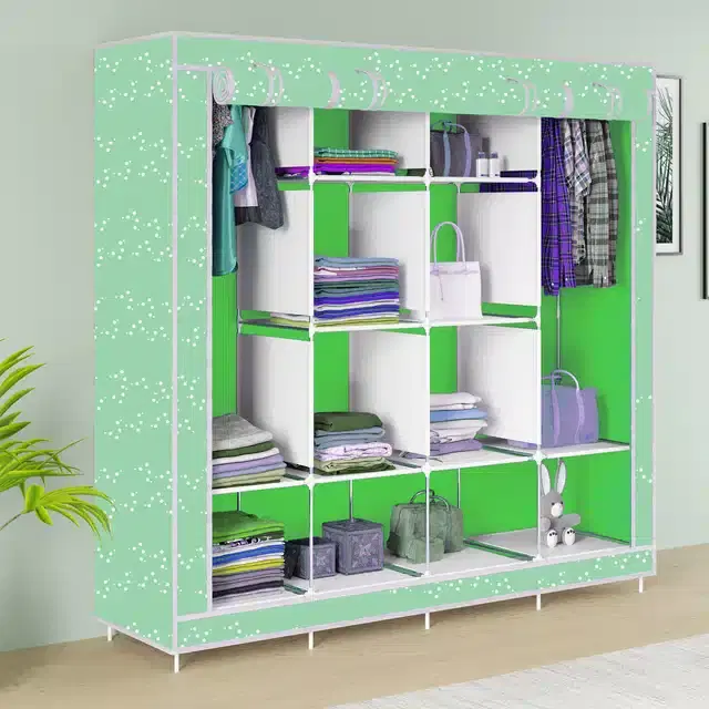 Carbon Steel 3 Door 12 Shelf Printed, Green