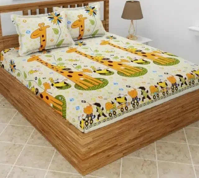 Glace Cotton Queen Size Bedsheet with 2 Pillow Cover, Multicolor, 90x90 inches