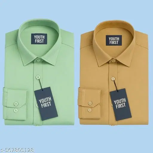 Polycotton Solid Shirts for Men, Multicolor (XXL)