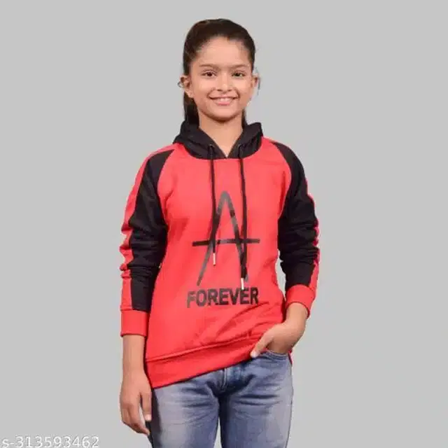 Full Sleeves Hoodies for Girls (Red, 3-4 Years)