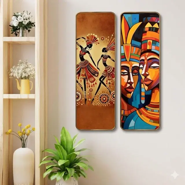 Kc Arts Uv Coated African Wall Art Wall Hanging 6x18in Pack Of 2
