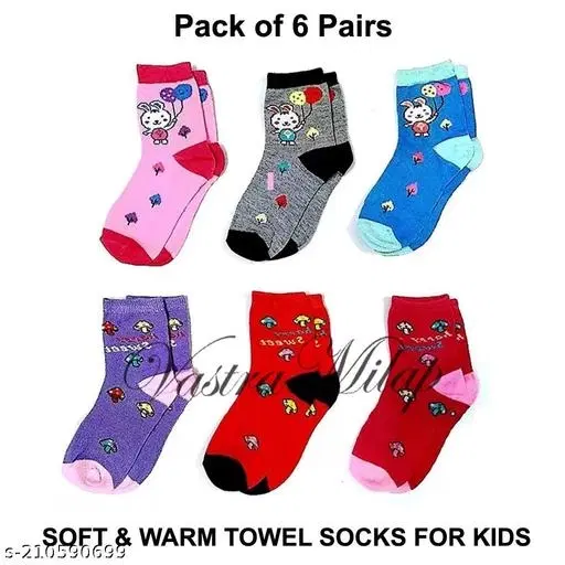Woolen Socks for Kids, Set of 6 (Multicolor, 0-3 Months)