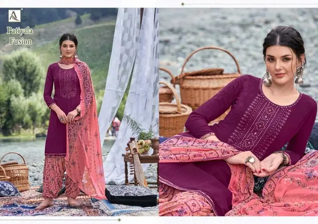 Soft Silk Embroidered Salwar Suit with Dupatta for Women (Multicolor, M)