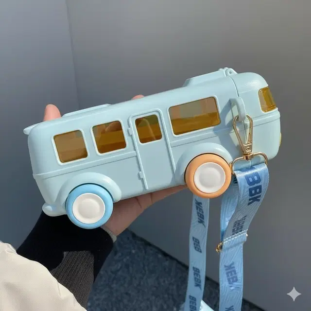 Plastic Bus Shape Sipper Bottle for Kids, Multicolor (1000 ml)