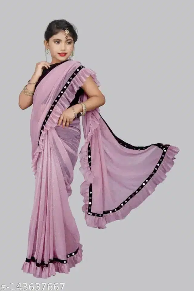 Ready to Wear Saree for Girls (Pink, 4-5 Years)