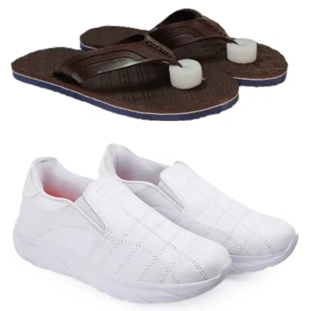 Combo of Flipflops with Sports Shoes for Men, Set of 2 (Multicolor, 8)