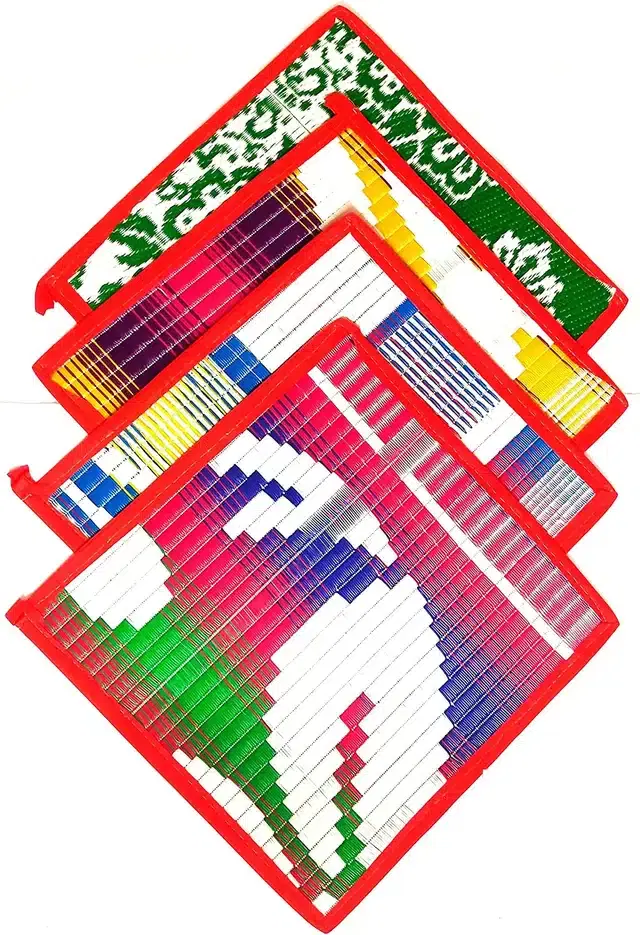 Plastic Floor Mat, Pack of 4, Multicolor, 16x18 Inches