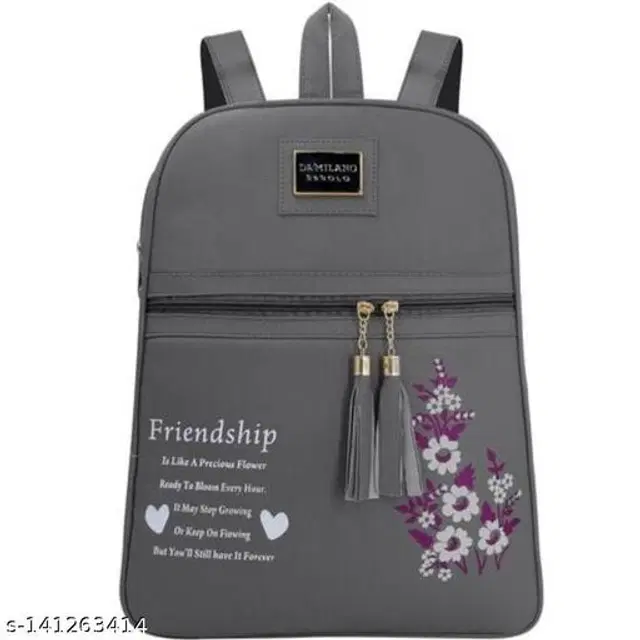 PU Backpack for Women (Grey)