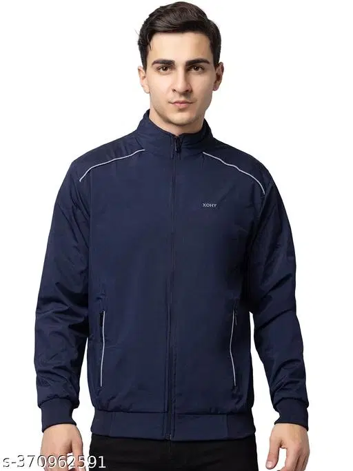Cotton Blend Full Sleeves Jacket for Men (Navy Blue, XXL)