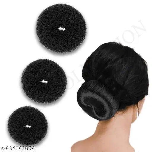 Hair Bun Extension for Women, Pack of 3 (Black)