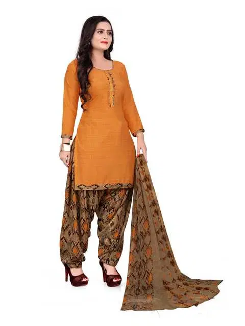 Sharda Creation Women's Dress Material (Orange) (SC51)