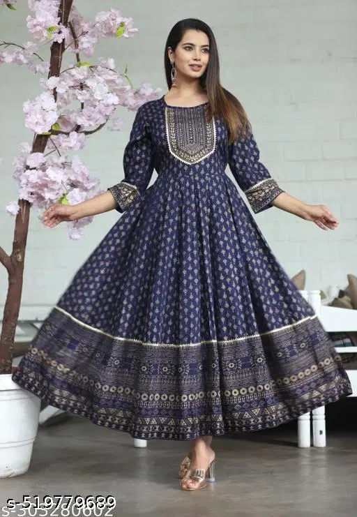 Rayon Kurti for Women, Blue (XS)