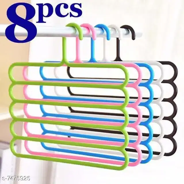 Plastic Clothes Hanger, Multicolor, Pack of 8