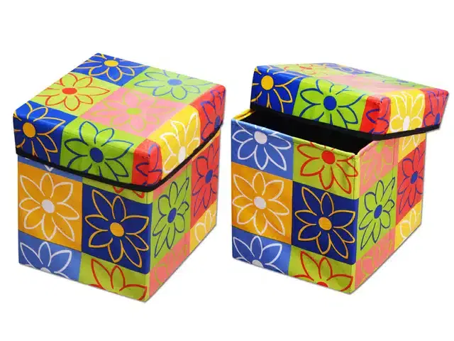 PVC Printed Foldable Kids Stool, Multicolor