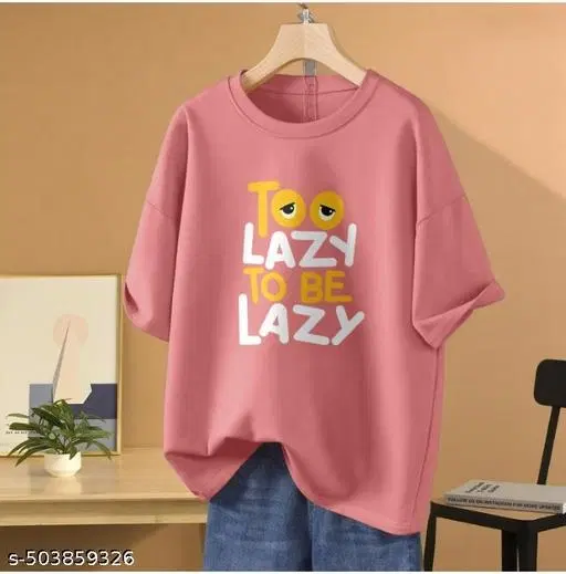 Cotton Blend Printed T-Shirt for Women, Peach (XXS)