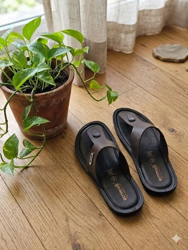 aerowalk Casual Flip Flops for Men (Brown, 7)