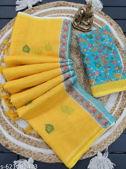 Lien Printed Saree for Women, Yellow (6.3 M)