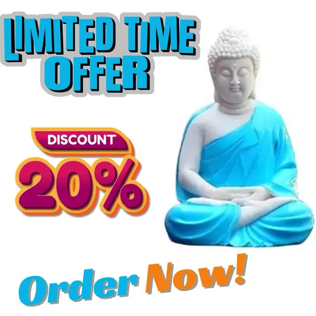Poly Resin Lord Gautam Buddha Idol, Blue