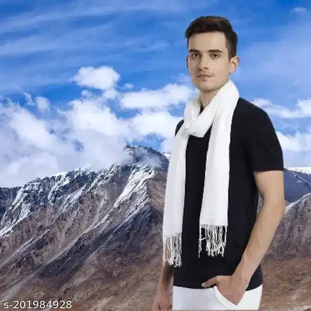 Silk Scarf for Women (White, 1.8 m)