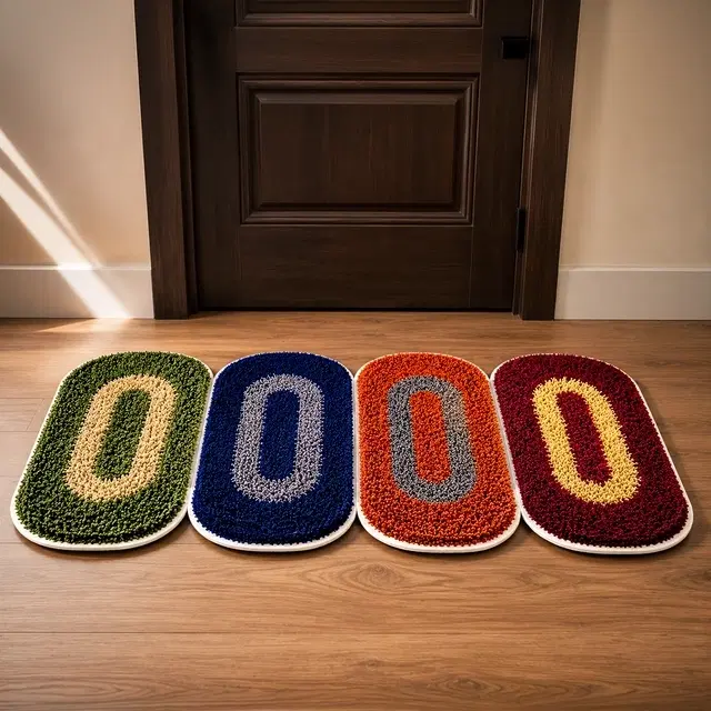Cotton Doormats Oval [13x20 inch] Pack of 4 Assorted Colour