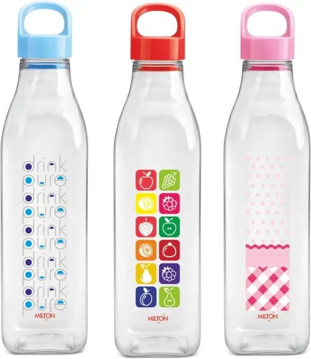 Milton Plastic Water Bottles, Pack of 3, Red, 1000 ml