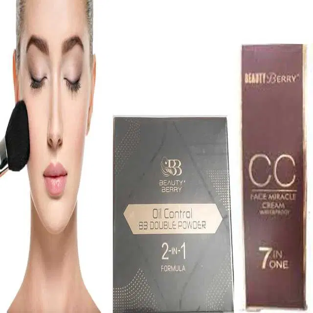 Combo of 1 Beauty Berry Cc 7In1 Waterproof Face Miracle Cream & 1 Beauty Berry Oil Control Bb 2In1 Compact Powder, R752