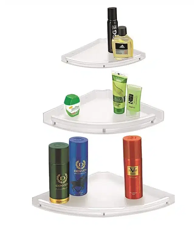 Plastic Bathroom Corner Shelves, Multicolor, Set of 3
