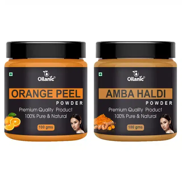 Natural Orange Peel & Amba Haldi Powder for Skin & Hair, Pack of 2, 100 g