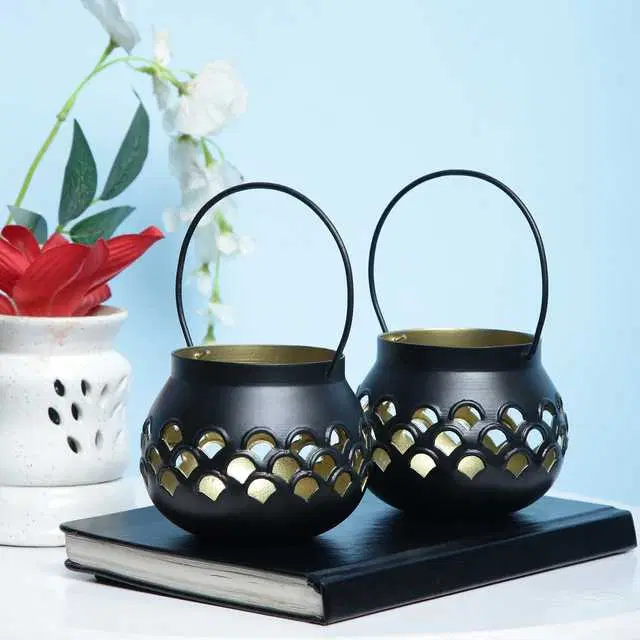 Candle Holders Iron Black Moon Matki, Pack of 2, BN-031