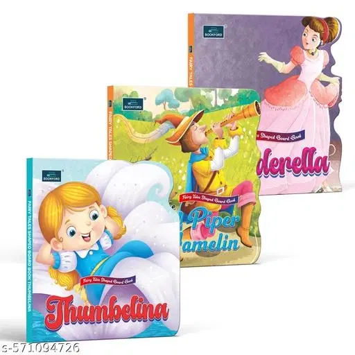 Fairy Tale Shaped Board Book | Cinderella, The Pied Piper, and Thumbelina | for kids | story books | (Set of 3)