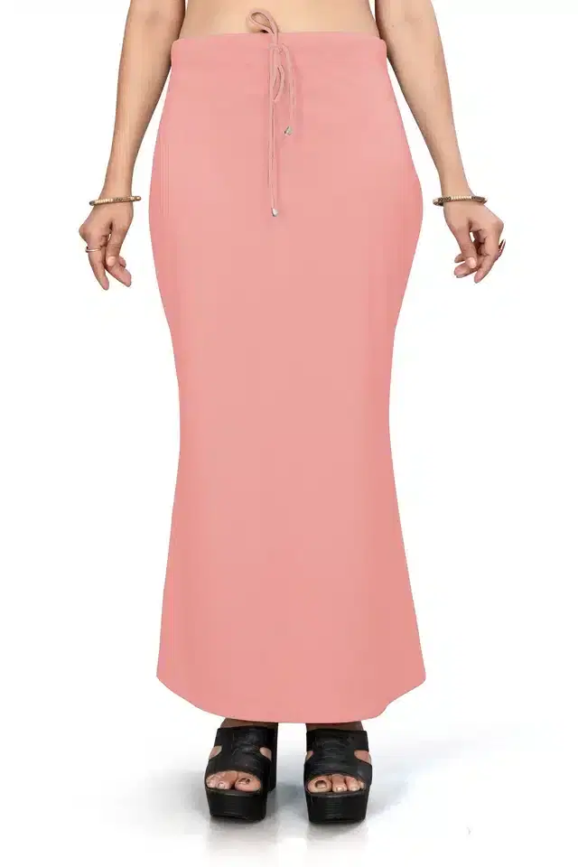 Lycra Solid Saree Petticoat for Women (Peach, M)