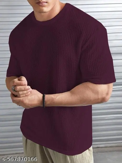 Cotton Blend T-shirt for Men, Purple (M)