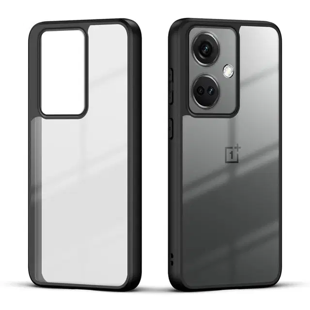 Polycarbonate Transparent Hybrid Hard Bumper Mobile Back Cover for OnePlus Nord CE3 5G, Black