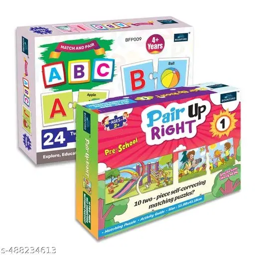 Bookford Exciting Puzzle Combo Set of 2 Jigsaw Puzzle - Pair Up Right 1 & Match & Pair ABC
