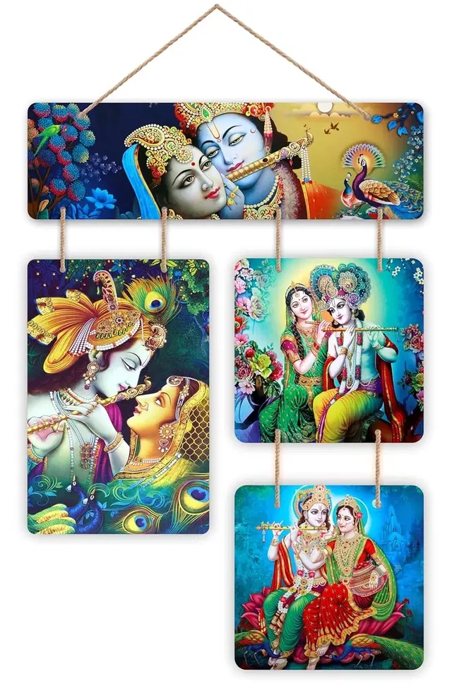 KC Arts Radhe Krishna Decorative Wall Hanging, Multicolor Pack of 1