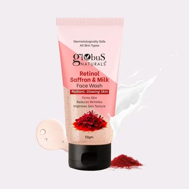 Globus Naturals Retinol Saffron & Milk Face Wash 50 g