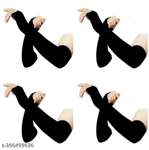 Nylon Gloves for Women, Black, Pack of 4