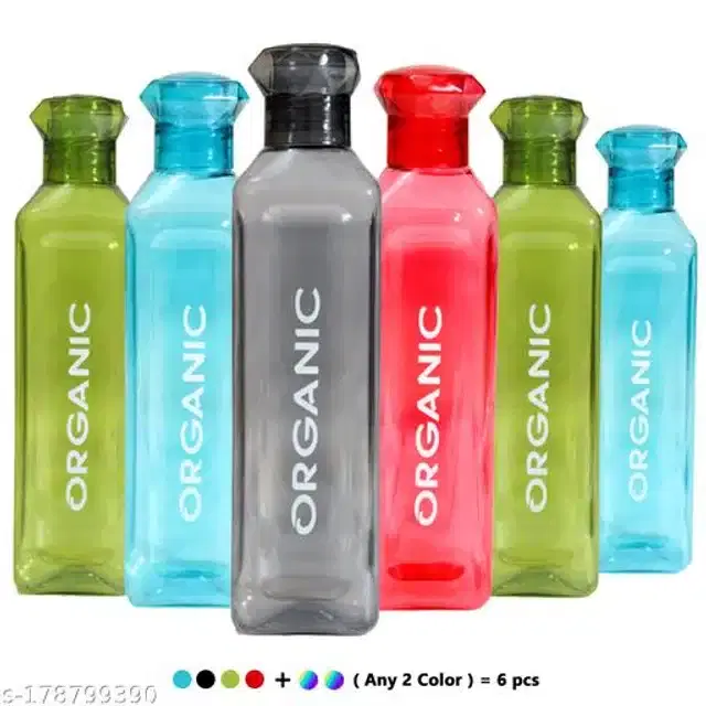 Water Bottle Set, Multicolor, 1000 ml, Pack of 6