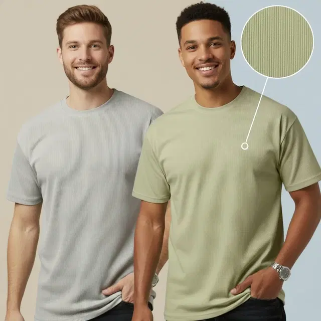 Polyester Round Neck T-shirt for Men, Multicolour, Pack of 2 (M)