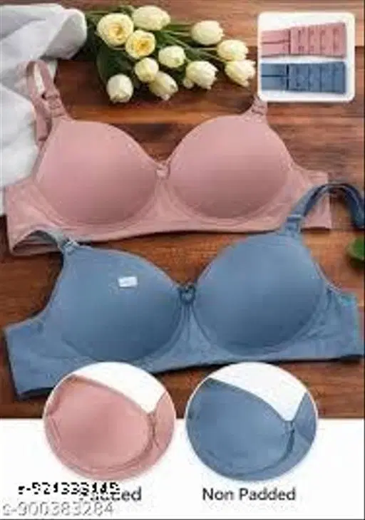 Pack of 2 Padded Bras for Women (Blue, 40B)