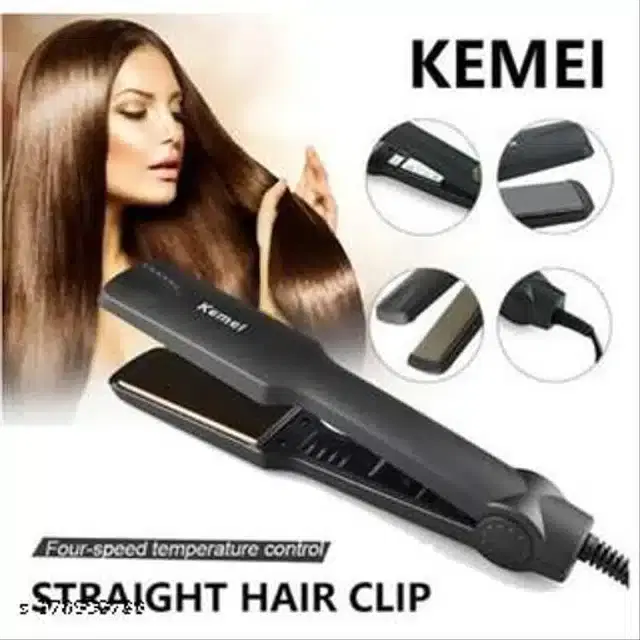 Plastic Hair Straightener, Black, 50 W