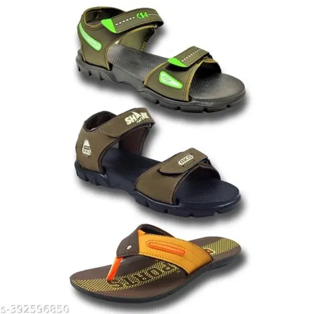 Sandals with Flipflop for Men, Pack of 3 (Multicolor, 6)