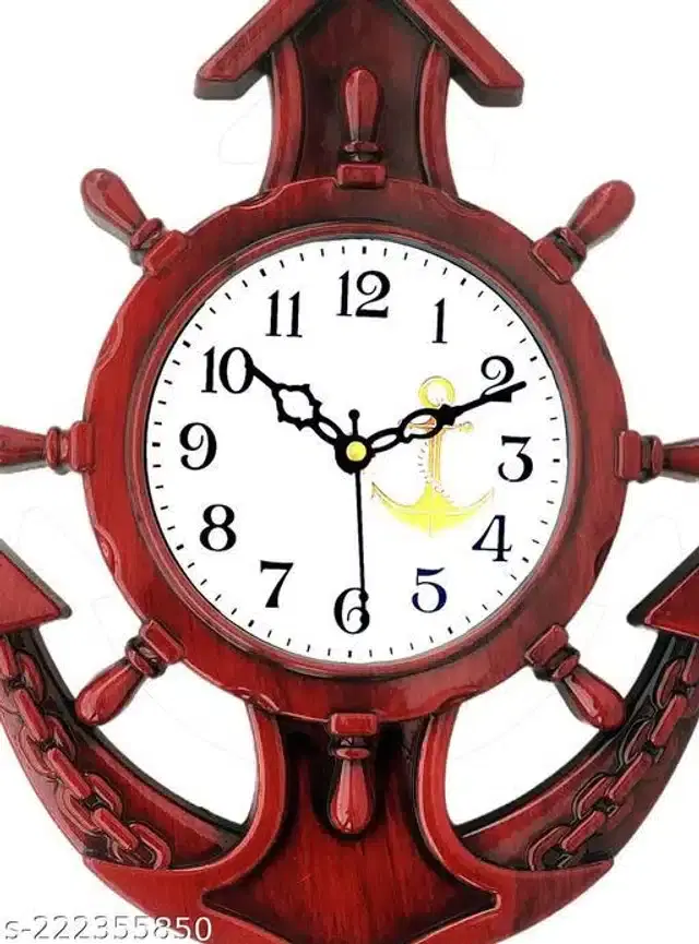 Analog Wall Clock, Maroon, 31x 24cm