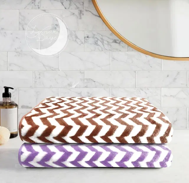 Microfiber Solid Bath Towels, Multicolor, Pack of 2